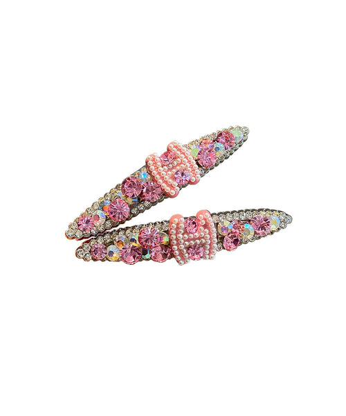 Metal Pearl Hairpin Zircon Pink Graphic Cute FashionChic