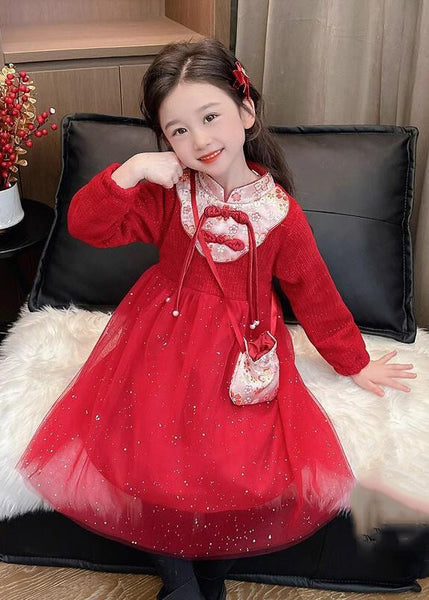 Cute Pink Patchwork Embroideried Tulle Kids Vacation Maxi Dresses Spring YE019 ABC