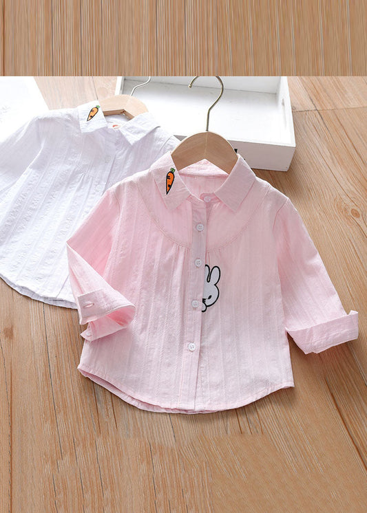 Cute Pink Peter Pan Collar Patchwork Button Kids Shirt Long Sleeve SS1006 MM-RCTZ-LTP240601