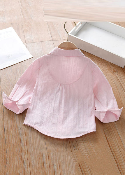 Cute Pink Peter Pan Collar Patchwork Button Kids Shirt Long Sleeve SS1006 MM-RCTZ-LTP240601