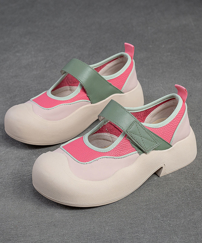 Cute Pink Splicing Buckle Strap Chunky Loafers Shoes JJ010 Shoe-PG240609