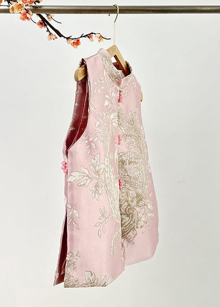 Cute Pink Stand Collar Embroidered Nail Bead Side Open Waistcoat Fall AG1037 OM-ZS240913