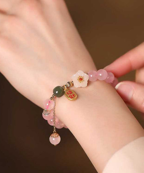 Crystal Charm Alloy Silver Pink Peach Sterling Blossom Cute FashionChic