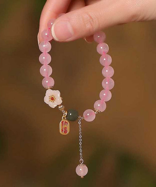 Crystal Charm Alloy Silver Pink Peach Sterling Blossom Cute FashionChic