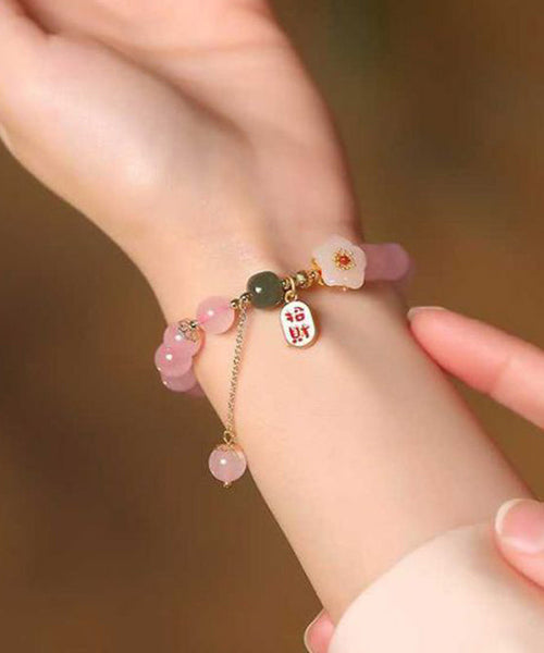 Crystal Charm Alloy Silver Pink Peach Sterling Blossom Cute FashionChic