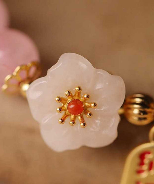 Crystal Charm Alloy Silver Pink Peach Sterling Blossom Cute FashionChic