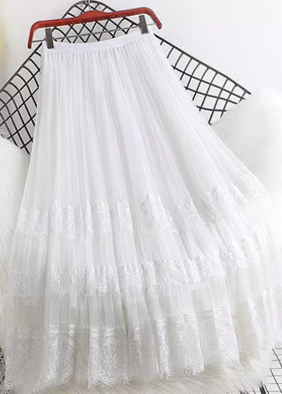 Skirt Patchwork Cute Summer A Lace Pink Line Tulle FashionChic