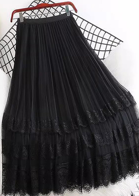 Skirt Patchwork Cute Summer A Lace Pink Line Tulle FashionChic