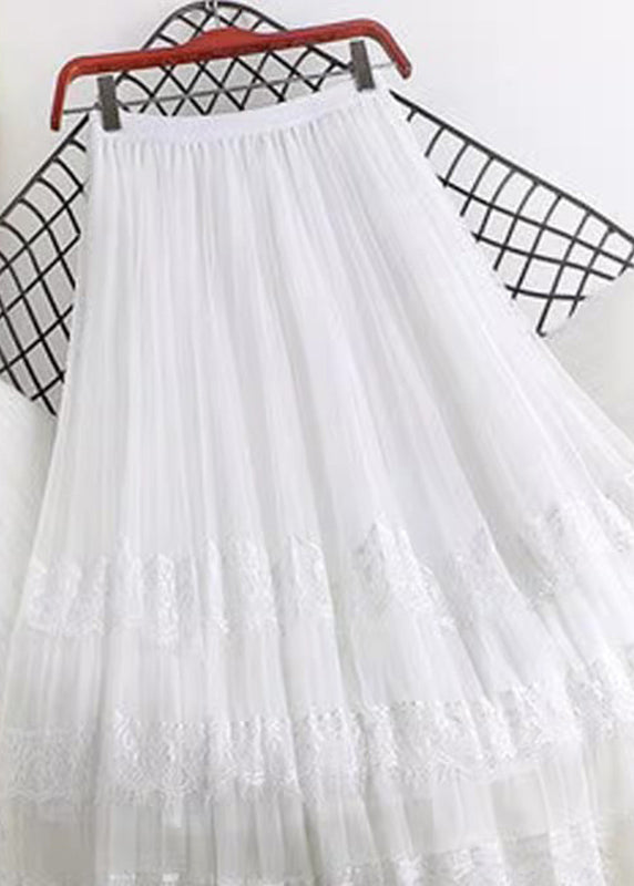 Skirt Patchwork Cute Summer A Lace Pink Line Tulle FashionChic