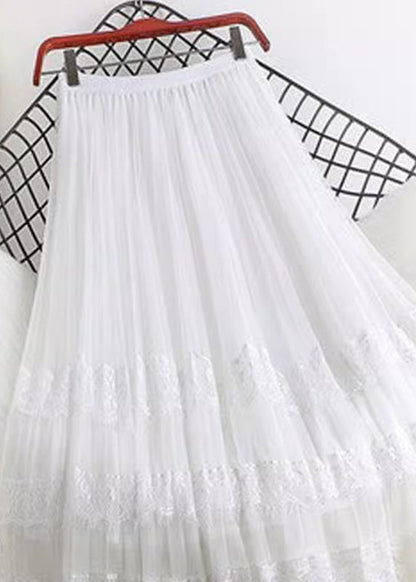 Skirt Patchwork Cute Summer A Lace Pink Line Tulle FashionChic