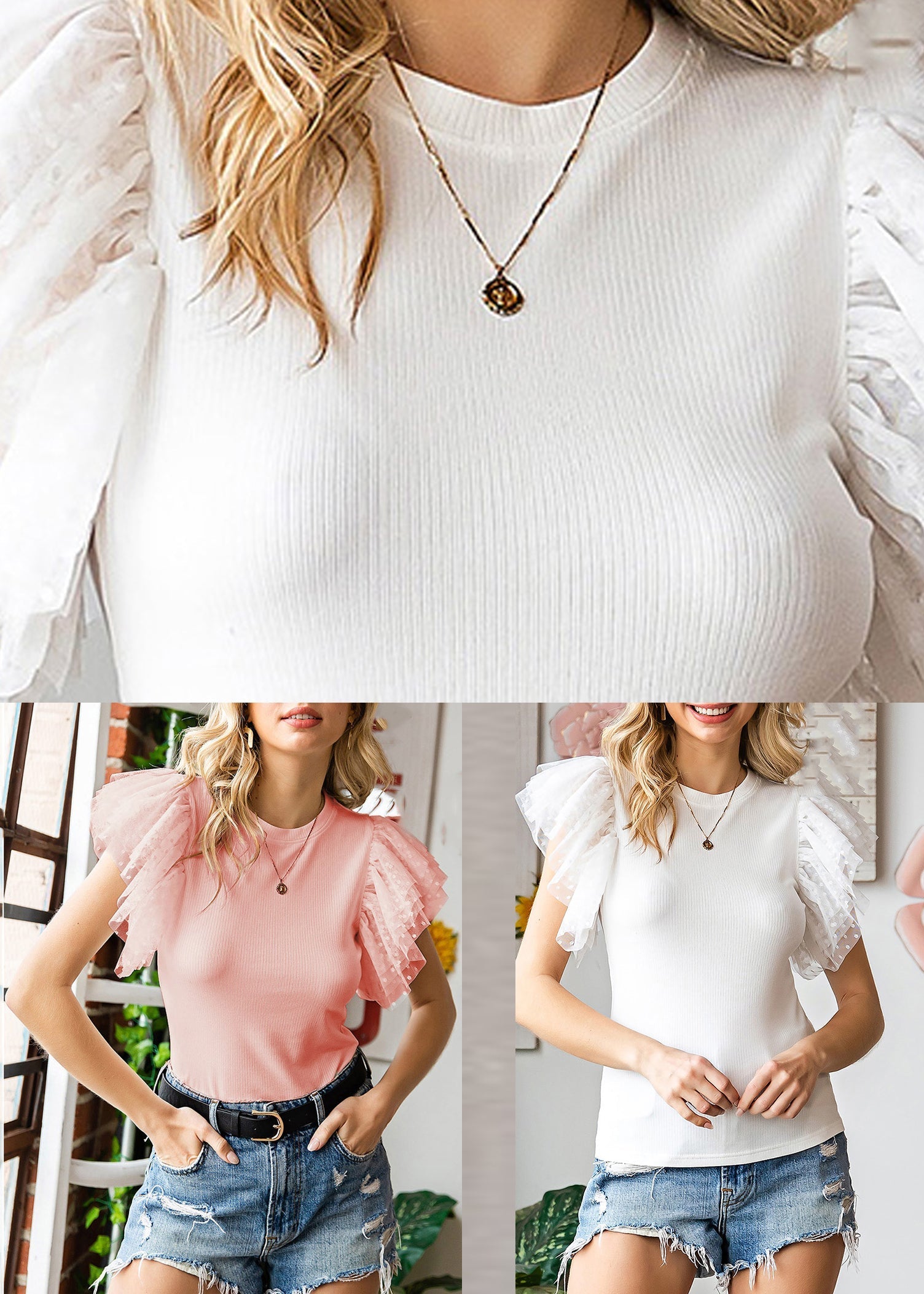 Tulle Knit Shirts T Pink Patchwork Cute Summer FashionChic
