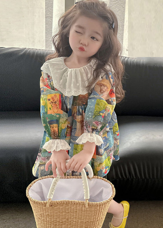 Cute Print Patchwork Kids Vacation Mid Dresses Fall SS1061 MM-RCTZ-FDM240601