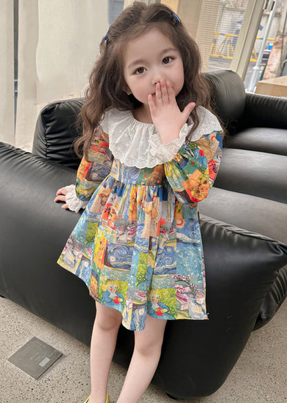 Cute Print Patchwork Kids Vacation Mid Dresses Fall SS1061 MM-RCTZ-FDM240601