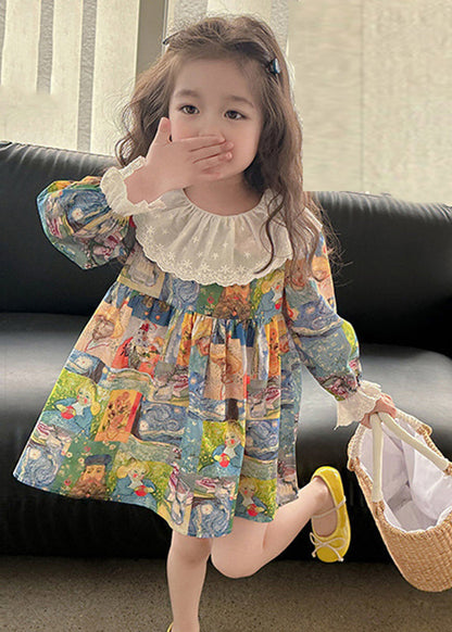 Cute Print Patchwork Kids Vacation Mid Dresses Fall SS1061 MM-RCTZ-FDM240601