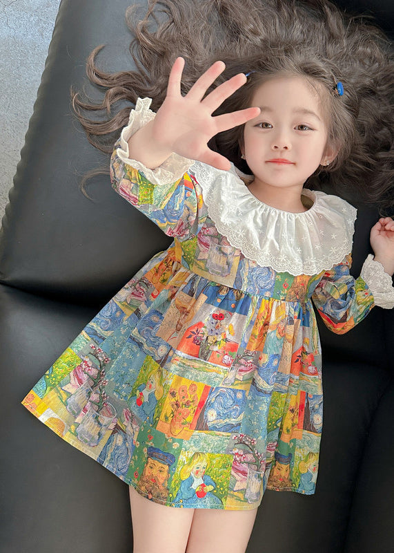 Cute Print Patchwork Kids Vacation Mid Dresses Fall SS1061 MM-RCTZ-FDM240601