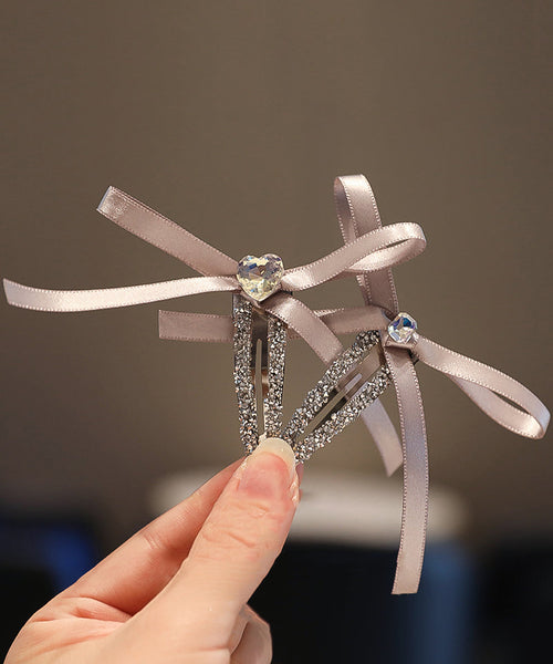 Art Cute Bow Zircon Fabric Purple Hairpin FashionChic