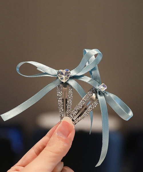 Art Cute Bow Zircon Fabric Purple Hairpin FashionChic