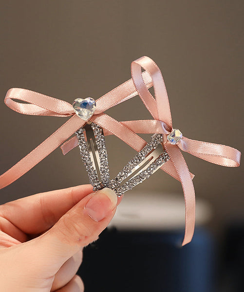 Art Cute Bow Zircon Fabric Purple Hairpin FashionChic