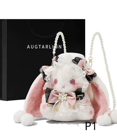 Decorated Faux Bag Rabbit Cute Bow Doll Fur Backpack FashionChic