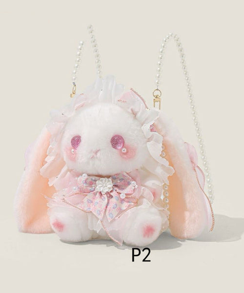 Decorated Faux Bag Rabbit Cute Bow Doll Fur Backpack FashionChic