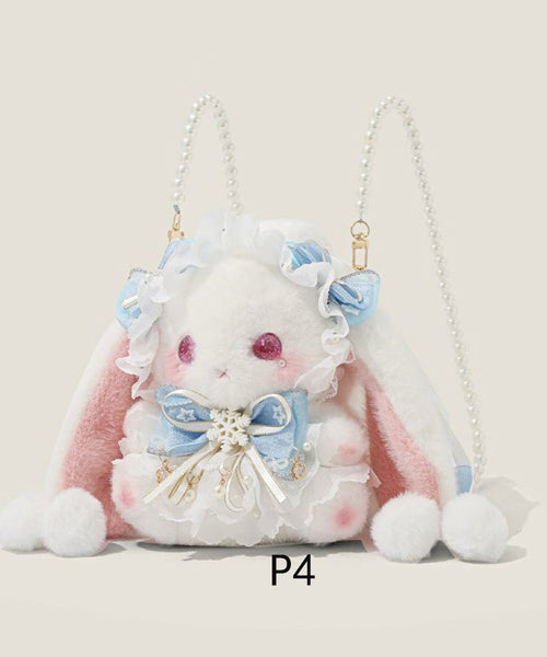Decorated Faux Bag Rabbit Cute Bow Doll Fur Backpack FashionChic