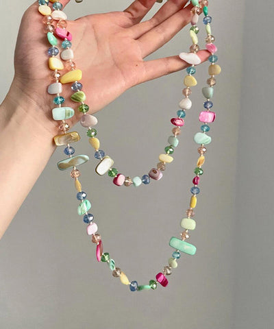 Bead Double-Layer Alloy Rainbow Asymmetrical Gratuated Cute Shell FashionChic