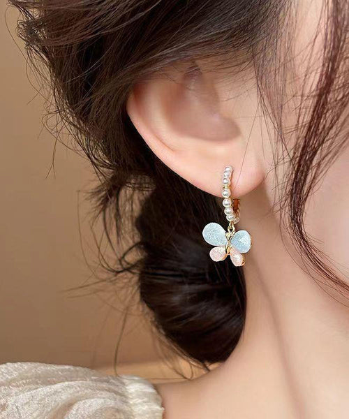 Rainbow Butterfly Hoop Cute Earrings Pearl Alloy FashionChic