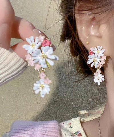 Cute Floral Copper Rainbow Drip Earrings Glaze Drop FashionChic