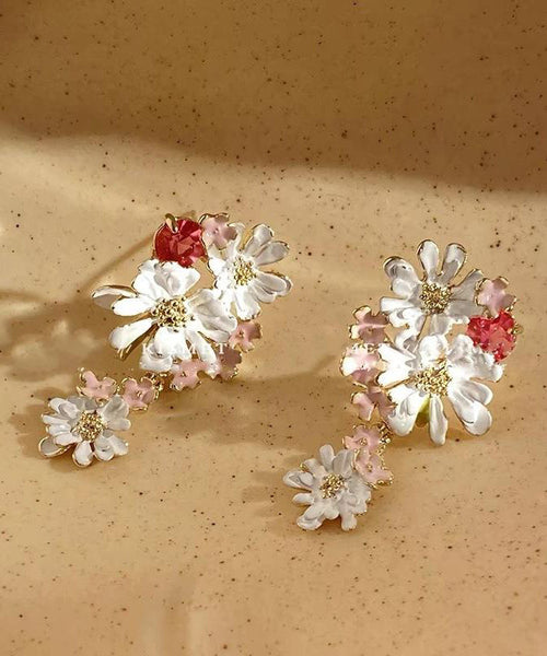 Cute Floral Copper Rainbow Drip Earrings Glaze Drop FashionChic