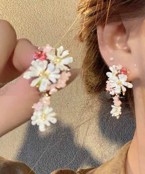 Cute Floral Copper Rainbow Drip Earrings Glaze Drop FashionChic