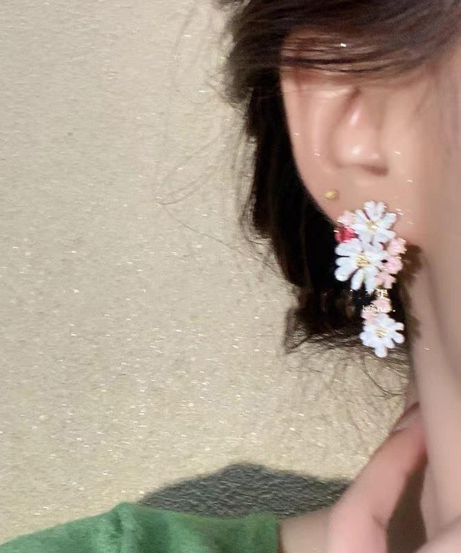 Cute Floral Copper Rainbow Drip Earrings Glaze Drop FashionChic