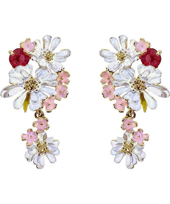 Cute Floral Copper Rainbow Drip Earrings Glaze Drop FashionChic