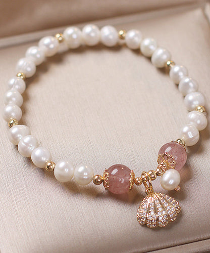 Pearl Bracelet Shell Cute Alloy Red Zircon Charm FashionChic