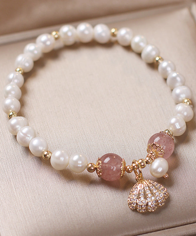 Pearl Bracelet Shell Cute Alloy Red Zircon Charm FashionChic