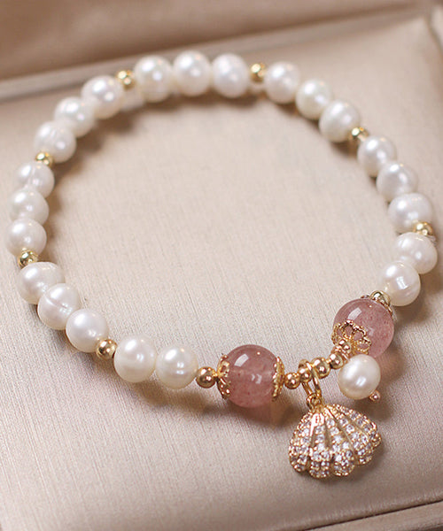 Pearl Bracelet Shell Cute Alloy Red Zircon Charm FashionChic