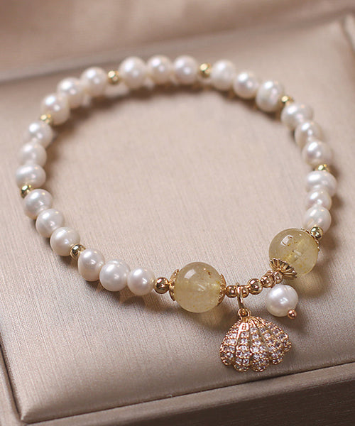 Pearl Bracelet Shell Cute Alloy Red Zircon Charm FashionChic
