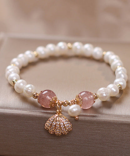 Pearl Bracelet Shell Cute Alloy Red Zircon Charm FashionChic