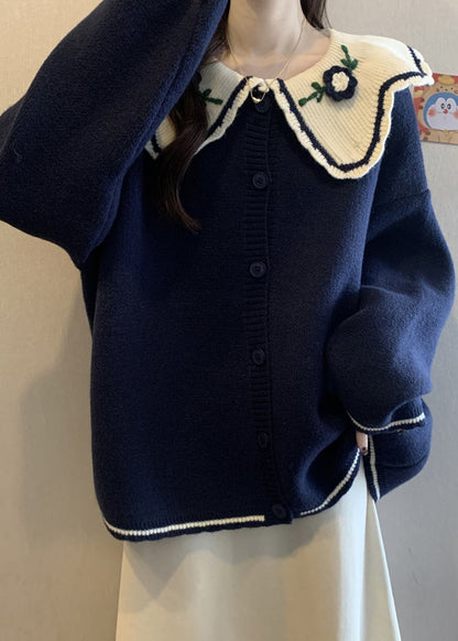 Cute Red Peter Pan Collar Embroidered Knit Loose Cardigans Winter RG024 ABC