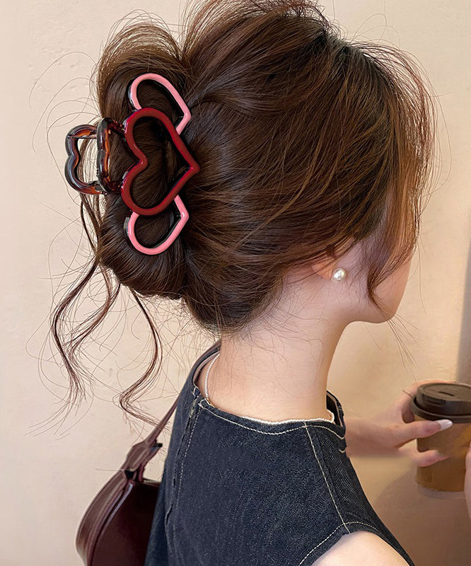 Out Pink Red Hairpin Love Cute Hollow Acrylic FashionChic