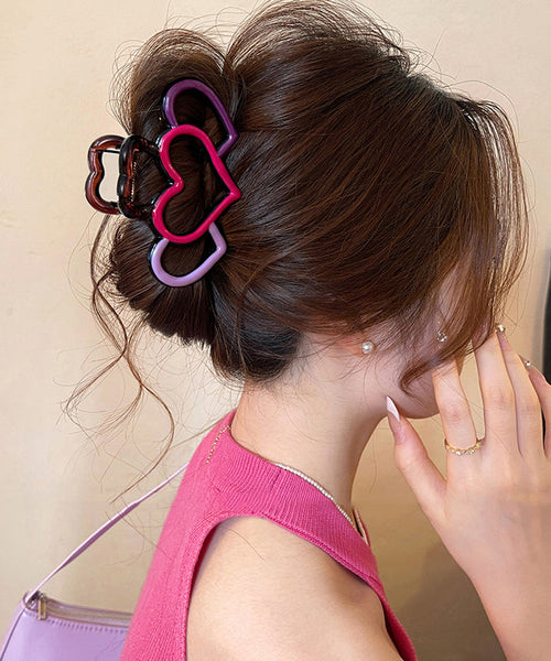 Out Pink Red Hairpin Love Cute Hollow Acrylic FashionChic