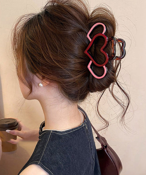 Out Pink Red Hairpin Love Cute Hollow Acrylic FashionChic