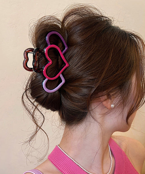Out Pink Red Hairpin Love Cute Hollow Acrylic FashionChic