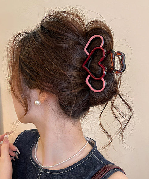 Out Pink Red Hairpin Love Cute Hollow Acrylic FashionChic