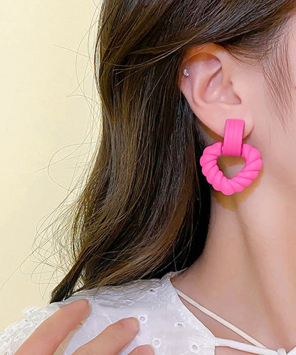 Cute Rose Acrylic Love Fried Dough Twists Hollow Out Drop Earrings ZZ073 JEW-EAR240613