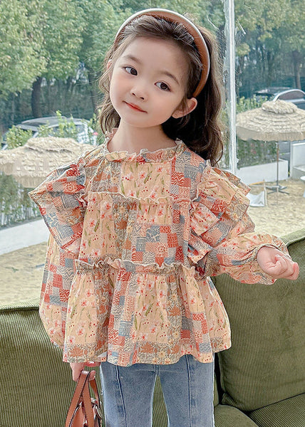 Cute Ruffled Print Cotton Girls Shirt Long Sleeve YU1041 WS-RCTZ-LTP240529