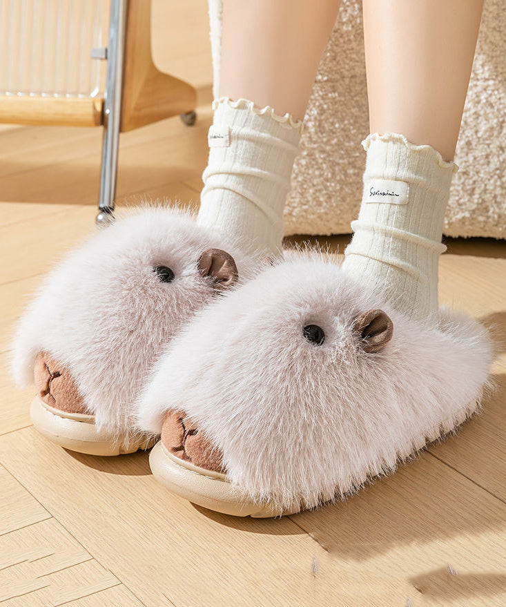 Cute Stylish Comfy Fuzzy Fur Slippers Shoes Brown TQ065 ABC