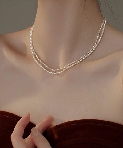 Cute White Alloy Pearl Beadi Gratuated Bead Necklace YA011 ABC