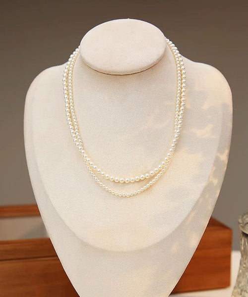 Cute White Alloy Pearl Beadi Gratuated Bead Necklace YA011 ABC