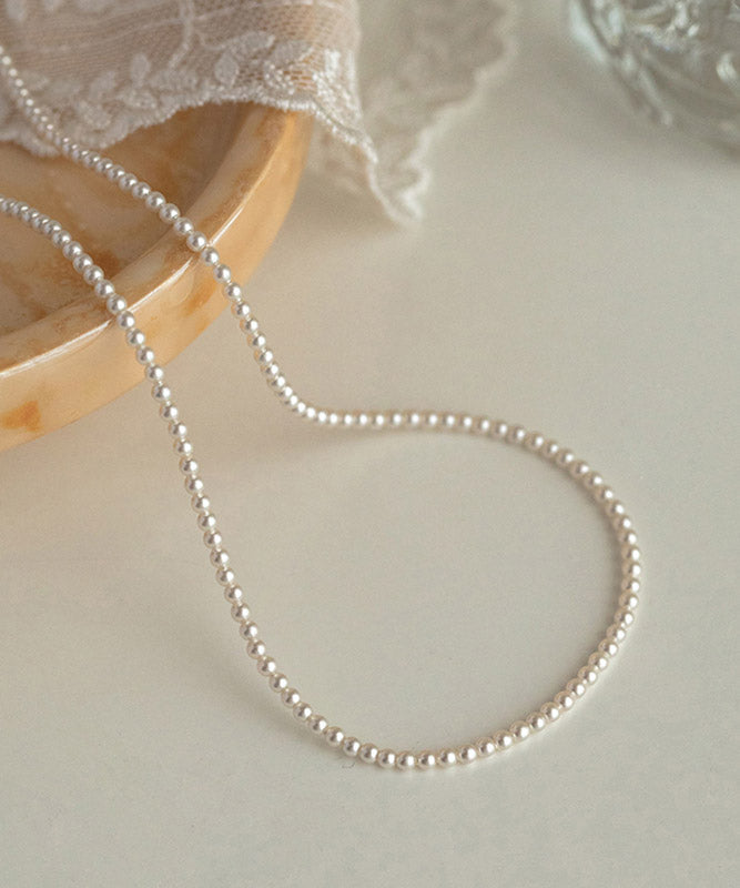 Cute White Alloy Pearl Beadi Gratuated Bead Necklace YA011 ABC