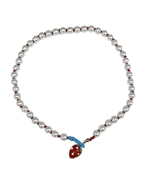 Pearl Cute Alloy Princess Necklace White Strawberries FashionChic